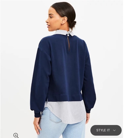 Anthropologie Maeve Layered Oversized Twofer Sweatshirt sm - Picture 7 of 7